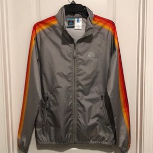 ALDI Gear Zip up Windbreaker Sz S Nice feel Awesome Stripe design